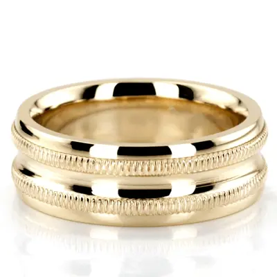 10K yellow gold 6.5mm high polish Diamond-cut-wedding-band - alternate view 2 thumbnail