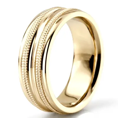 10K yellow gold 6.5mm high polish Diamond-cut-wedding-band - alternate view 3 thumbnail