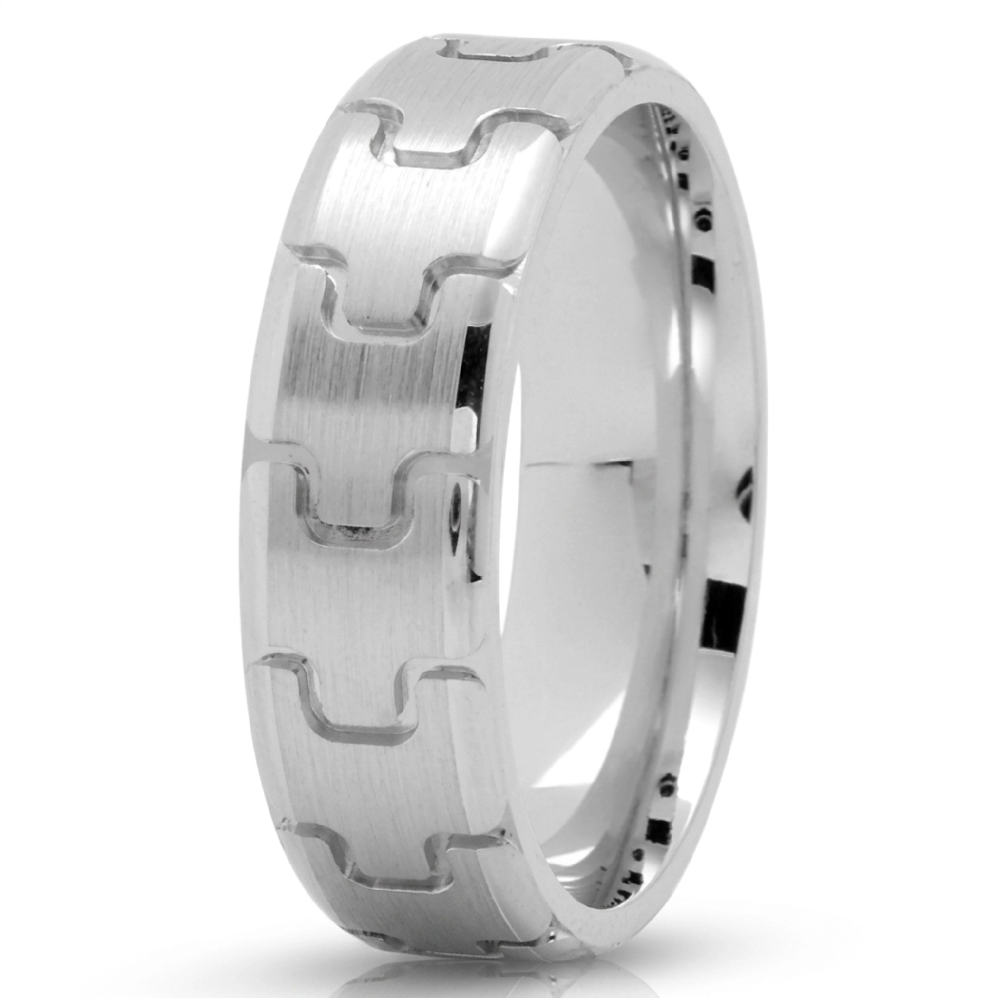 10K white gold 6.5mm satin stylish-fancy-wedding-ring - alternate view 2