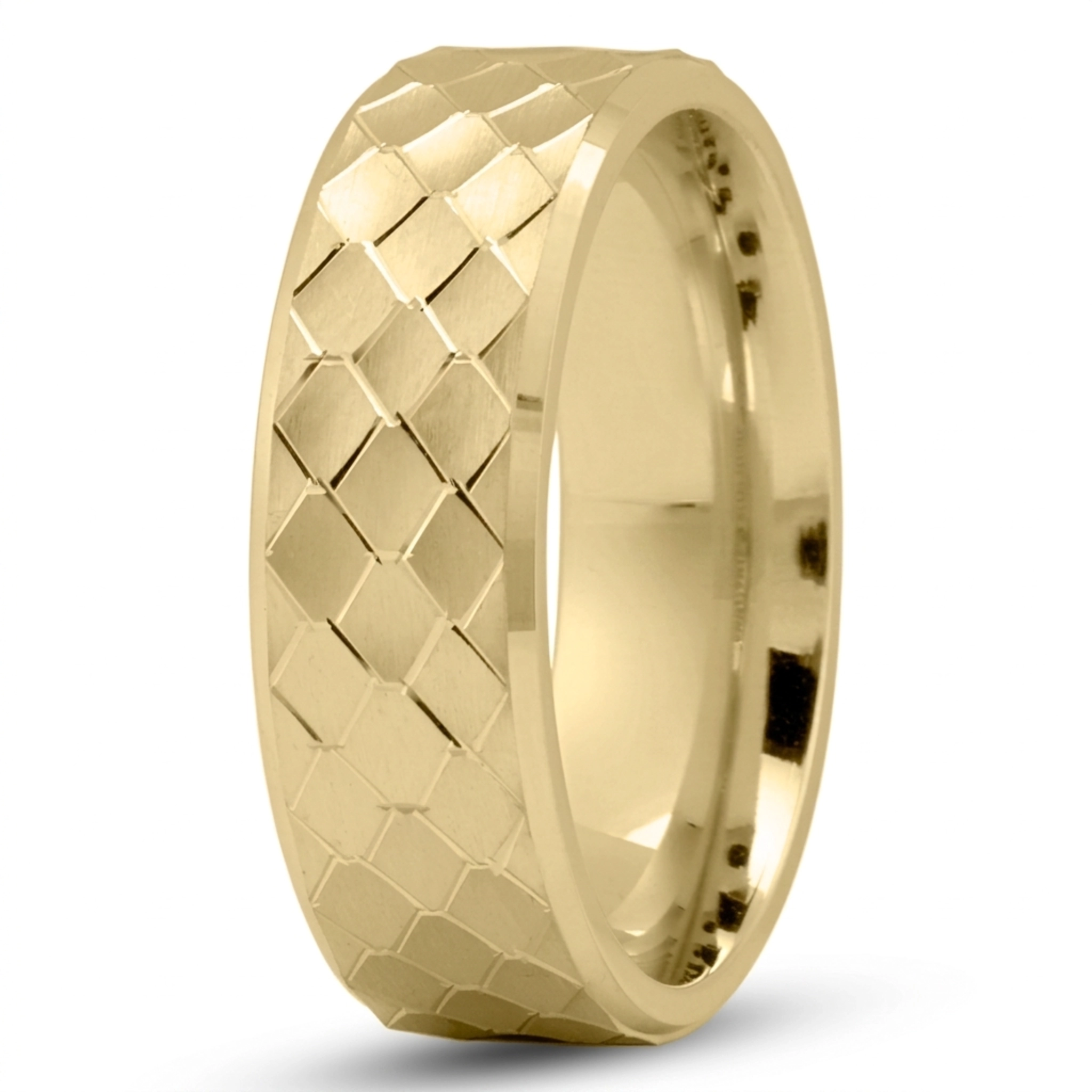 10K yellow gold 7mm. satin modern-fancy-wedding-band - alternate view 2