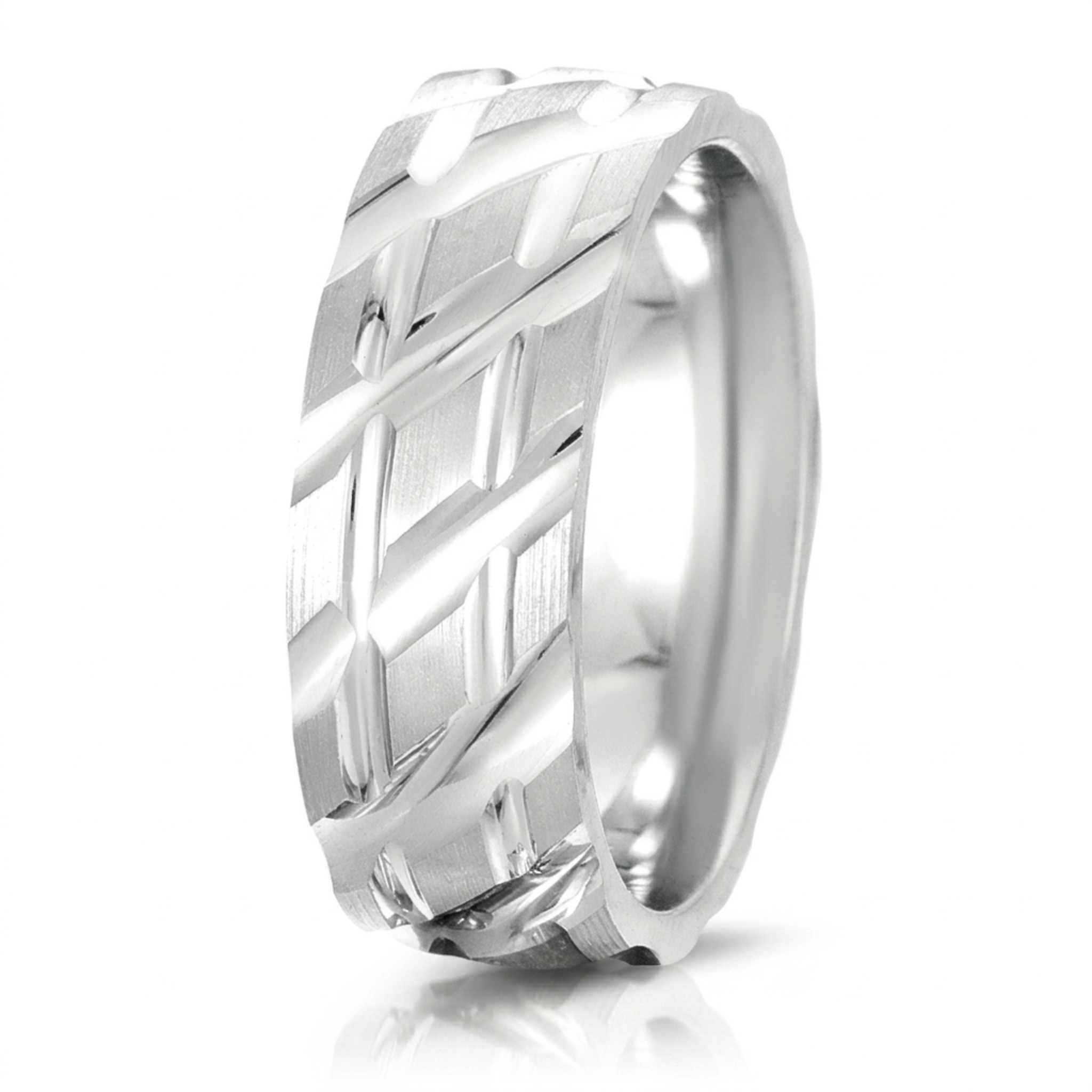 10K white gold 7mm. satin designer-wedding-ring - main view
