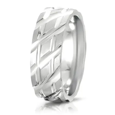 10K white gold 7mm. satin designer-wedding-ring - main view thumbnail