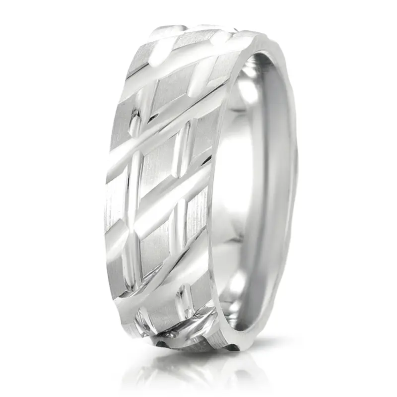 10K white gold 7mm. satin designer-wedding-ring - main view
