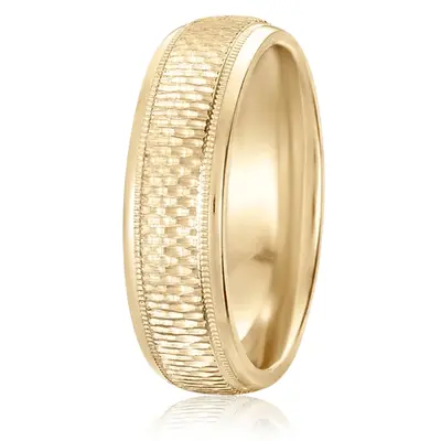 10K yellow gold 6mm. diamond cut designer-wedding-band - alternate view 2 thumbnail