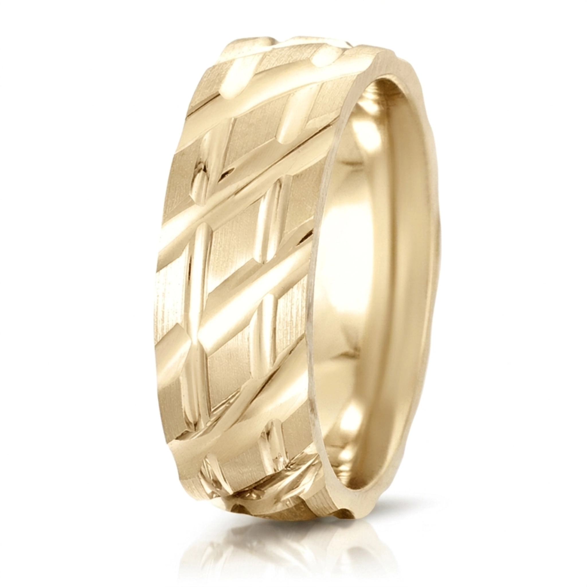 10K yellow gold 7mm. satin designer-wedding-ring - alternate view 2