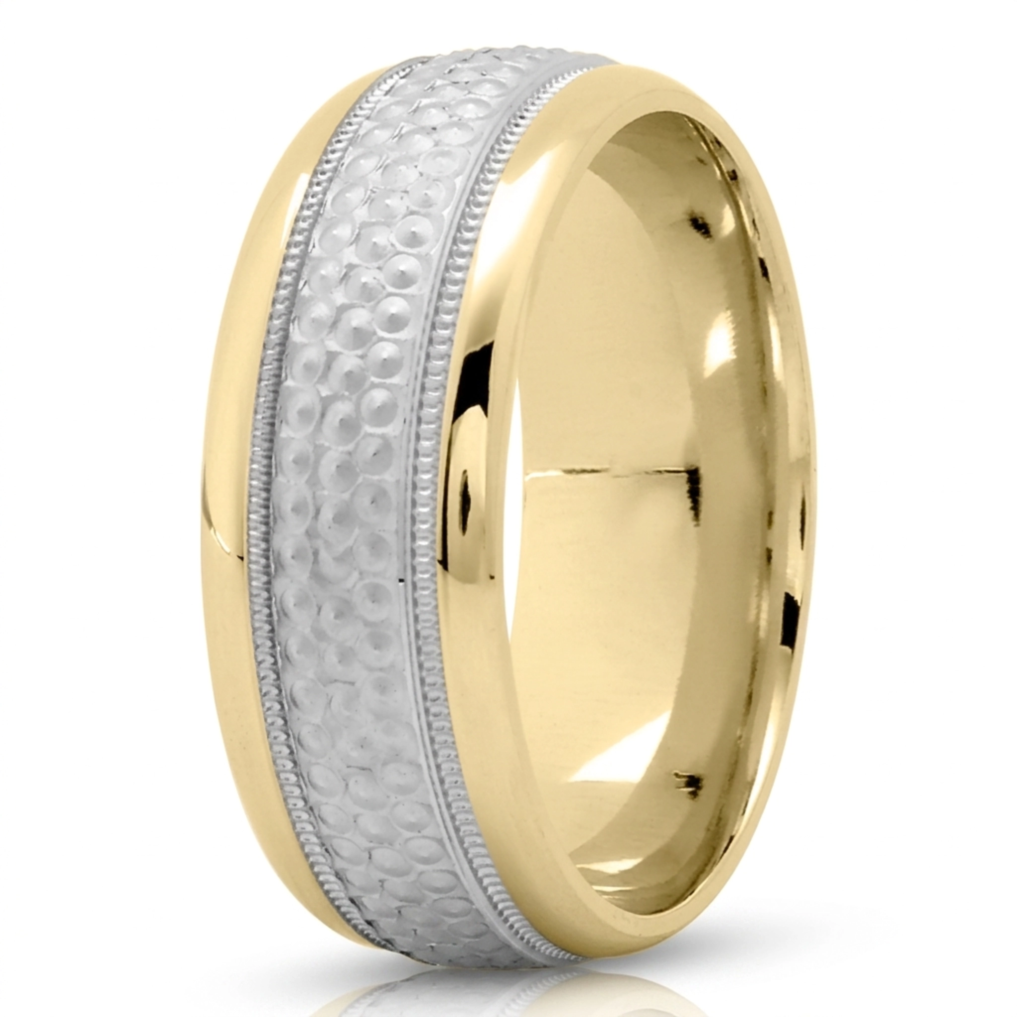10K yellow-white-yellow gold 8mm. same as picture glass-bead-wedding-band - alternate view 4