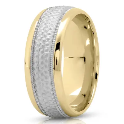 10K yellow-white-yellow gold 8mm. same as picture glass-bead-wedding-band - alternate view 4 thumbnail
