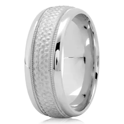 10K white gold 8mm. same as picture glass-bead-wedding-band - alternate view 2 thumbnail