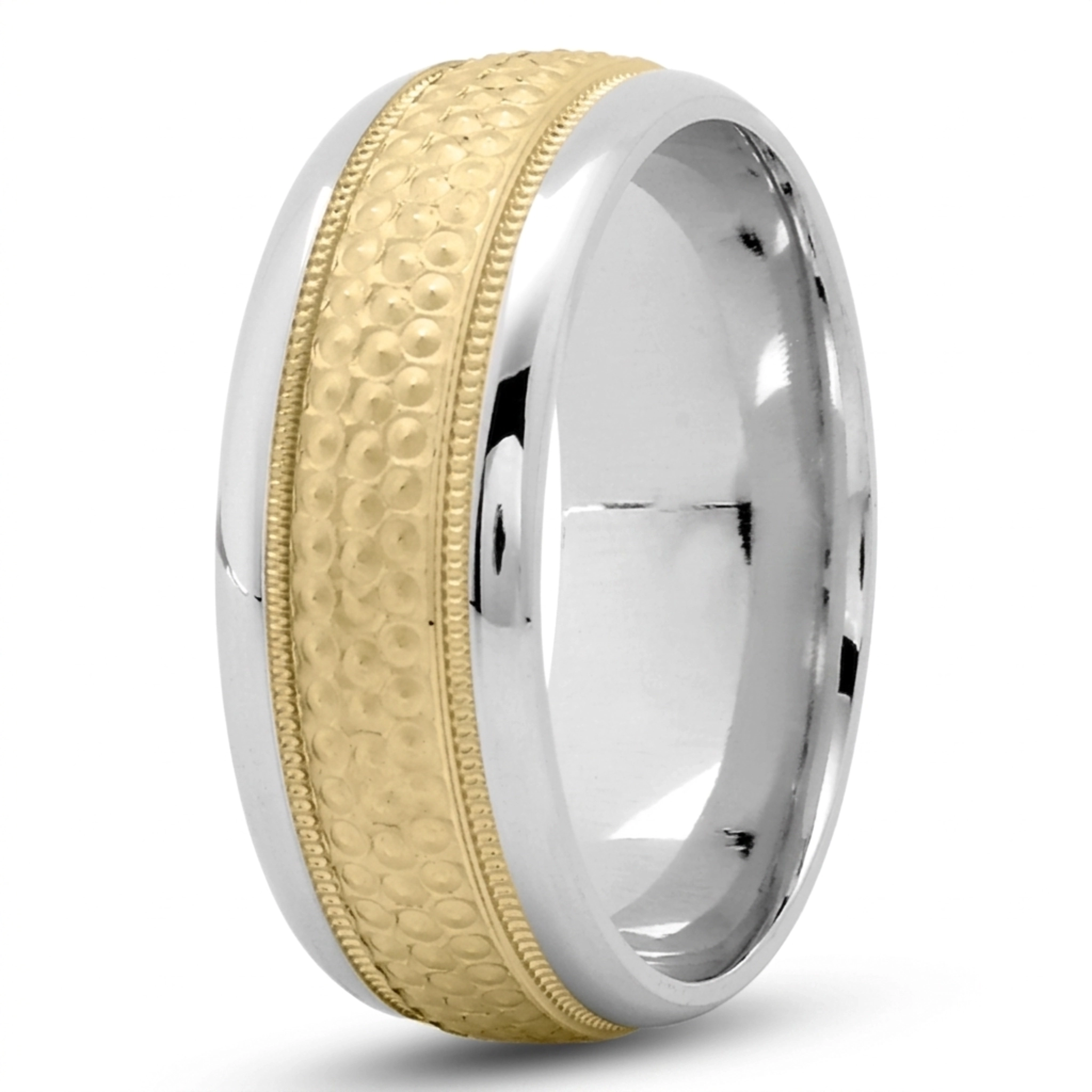 10K white-yellow-white gold 8mm. same as picture glass-bead-wedding-band - main view
