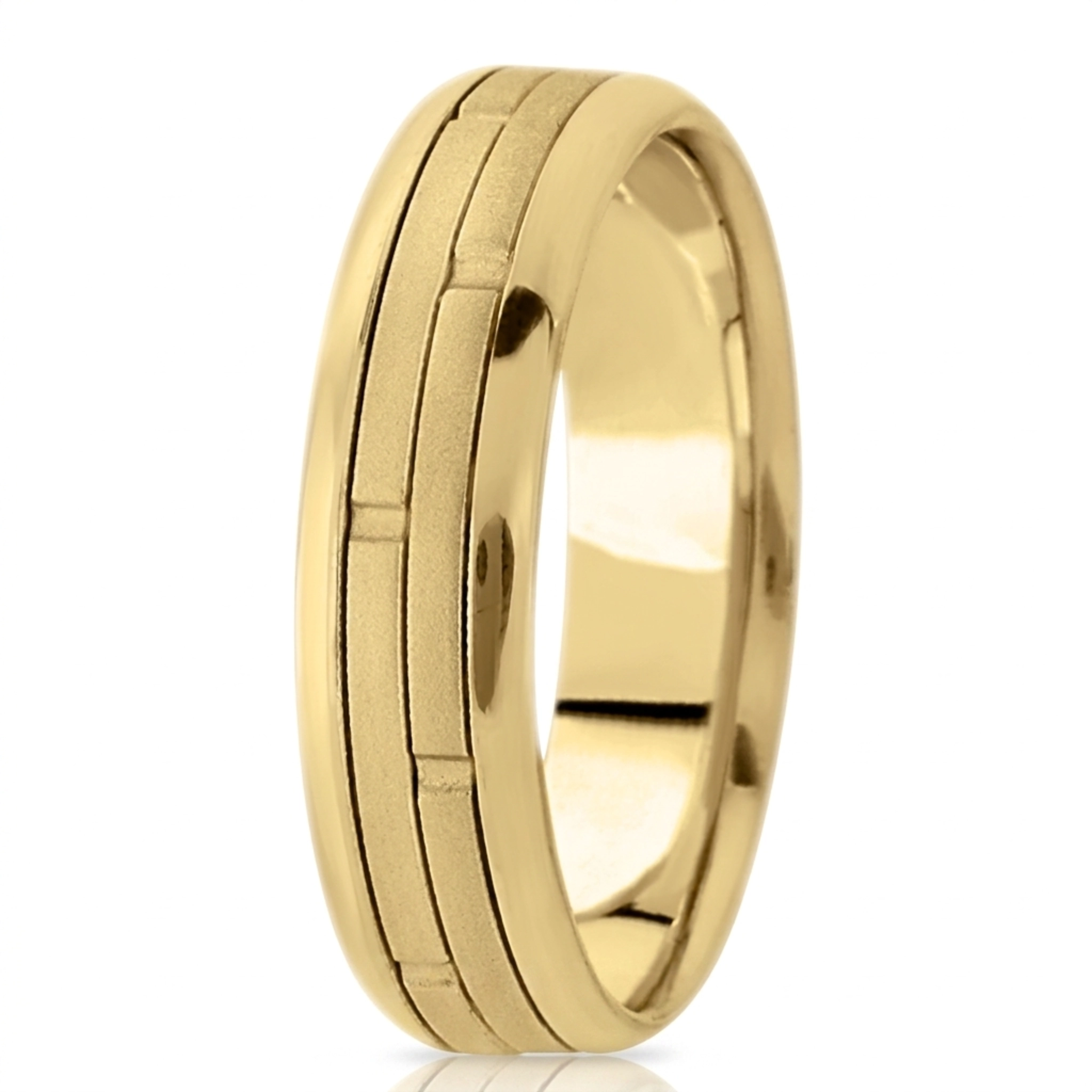 10K yellow gold 7mm. cross satin fancy-carved-contemporary-wedding-ring - alternate view 3