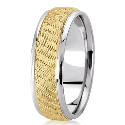 10K white-yellow-white gold 7mm. same as picture diamond-cut-fancy-carved-wedding-band - main view thumbnail