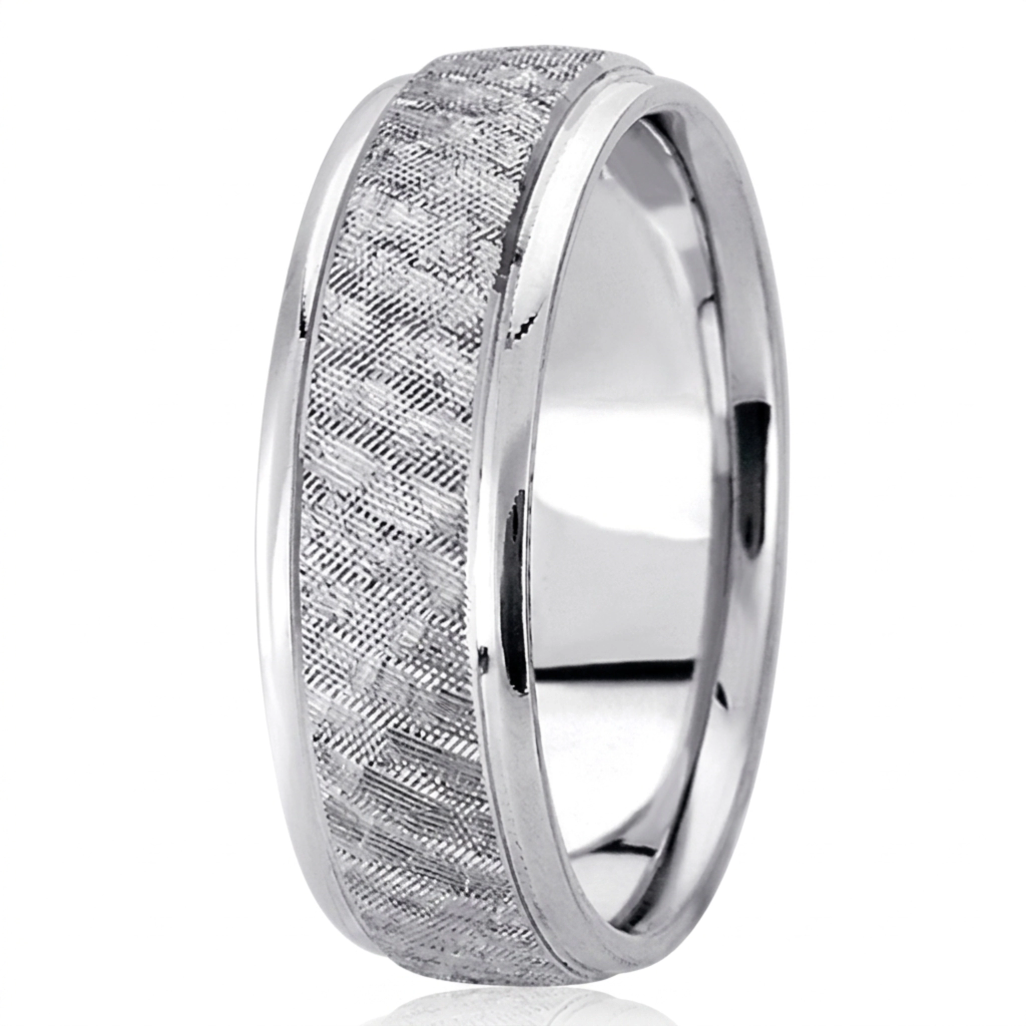 10K white gold 7mm. same as picture diamond-cut-fancy-carved-wedding-band - alternate view 2
