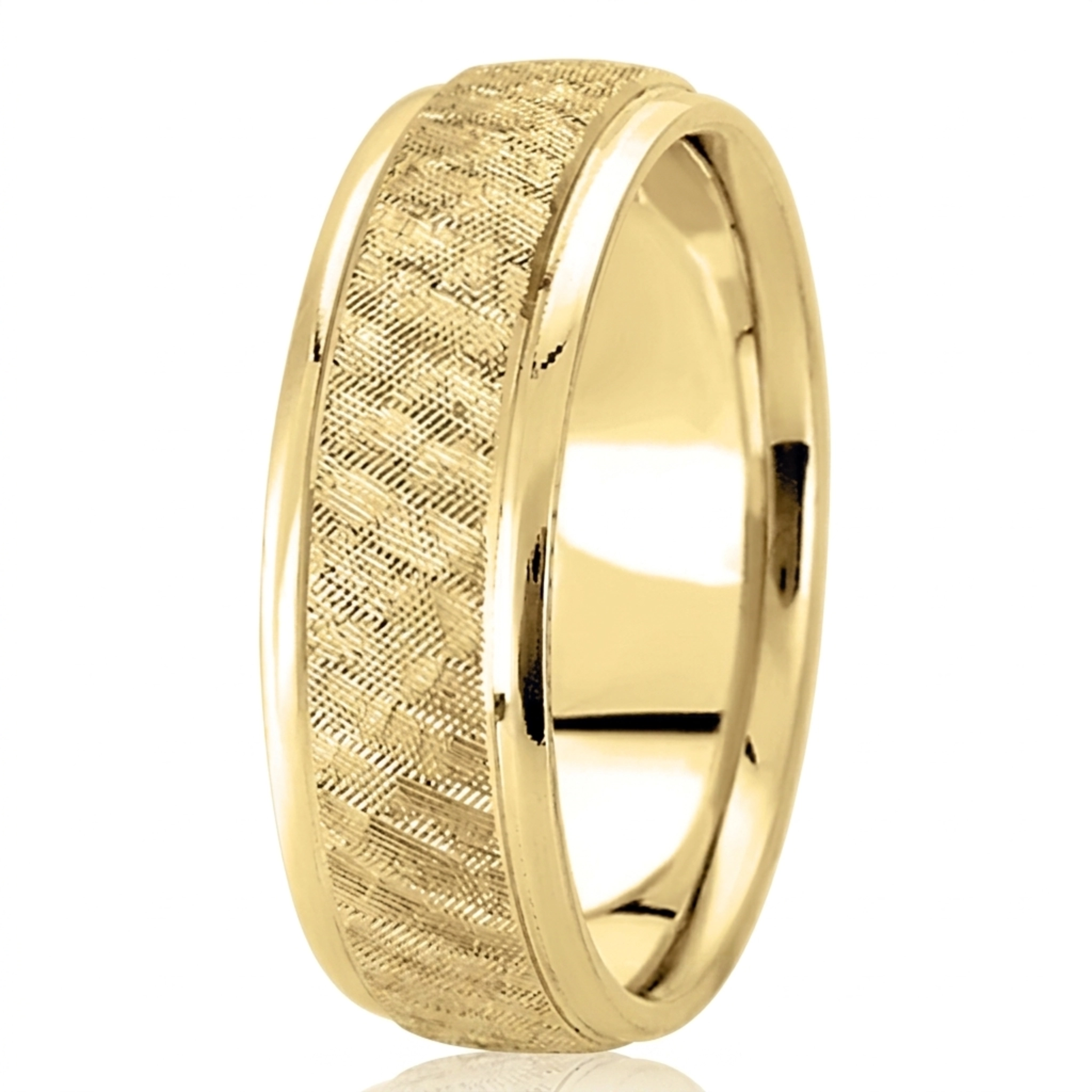 10K yellow gold 7mm. same as picture diamond-cut-fancy-carved-wedding-band - alternate view 3