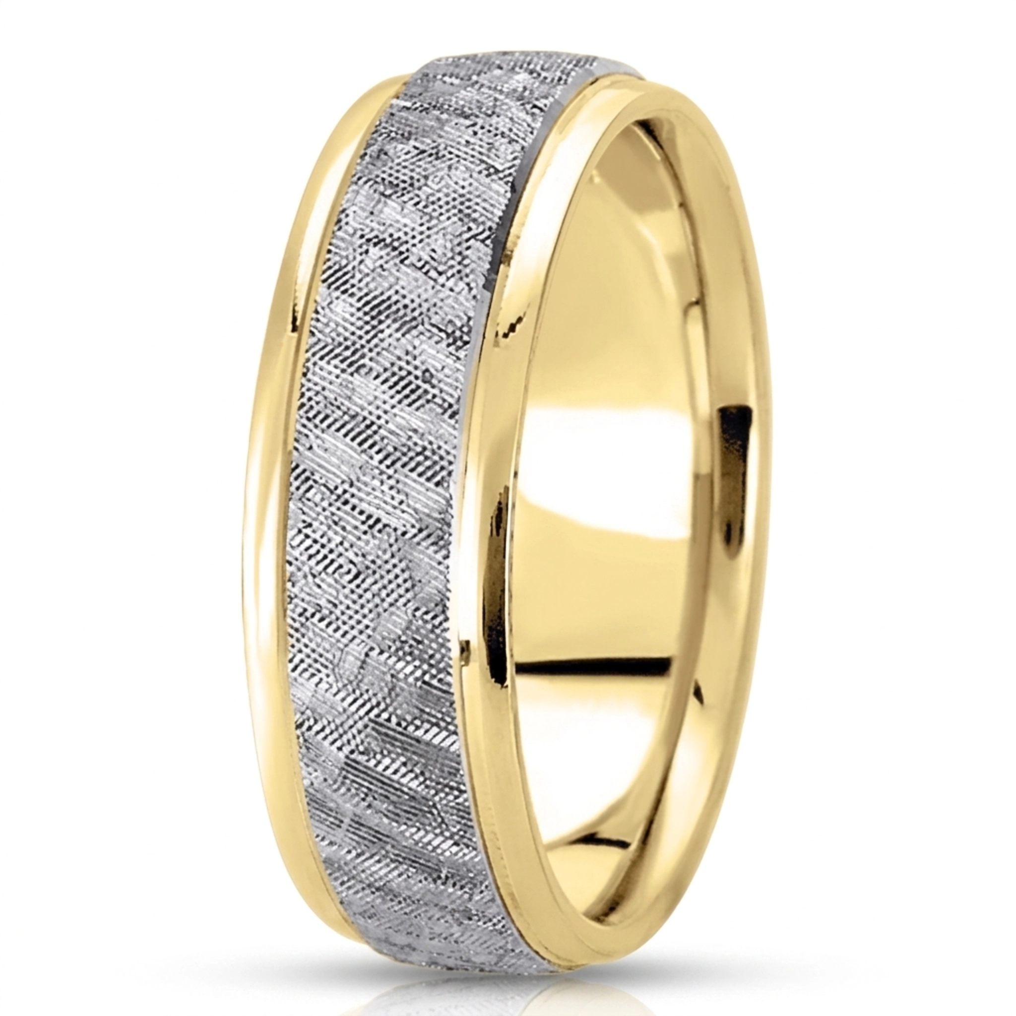 10K yellow-white-yellow gold 7mm. same as picture diamond-cut-fancy-carved-wedding-band - alternate view 4