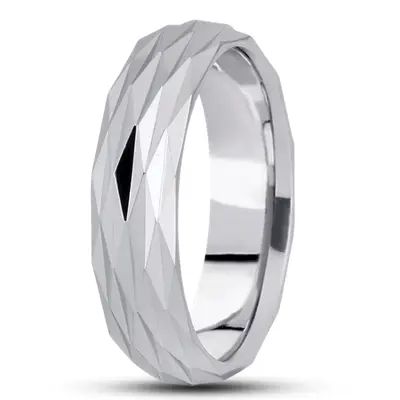10K white gold 6mm. high polish diamond-cut-fancy-wedding-ring - alternate view 2 thumbnail