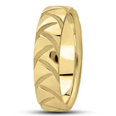 10K yellow gold 6.5mm high polish fancy-diamond-cut-wedding-band - alternate view 2 thumbnail