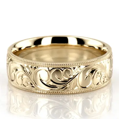 Milgrain Edge Fancy Carved Wedding Ring  alternate view
