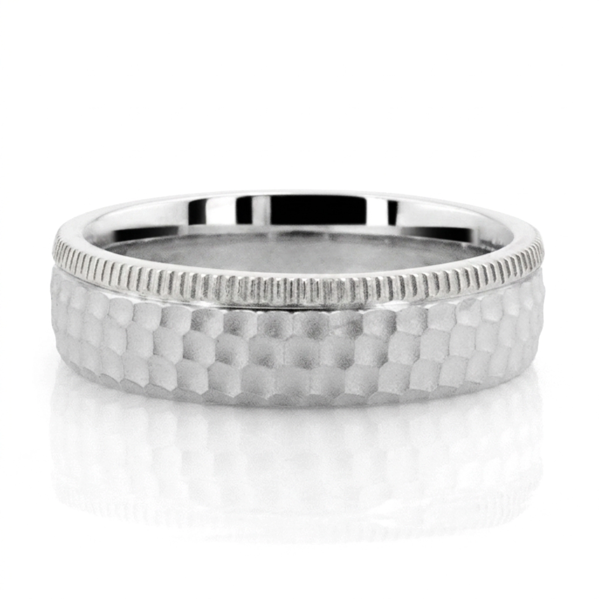10K white gold 6mm. same as picture Two-Tone Honeycomb Wedding Band - alternate view 3