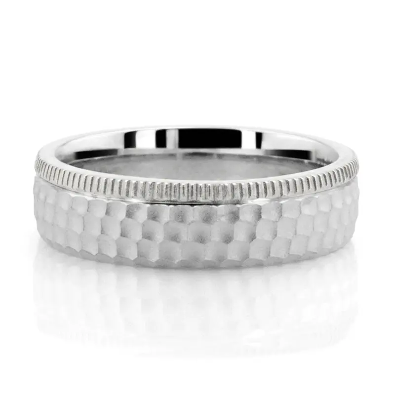 14K white gold 6mm. same as picture Two-Tone Honeycomb Wedding Band - alternate view 3