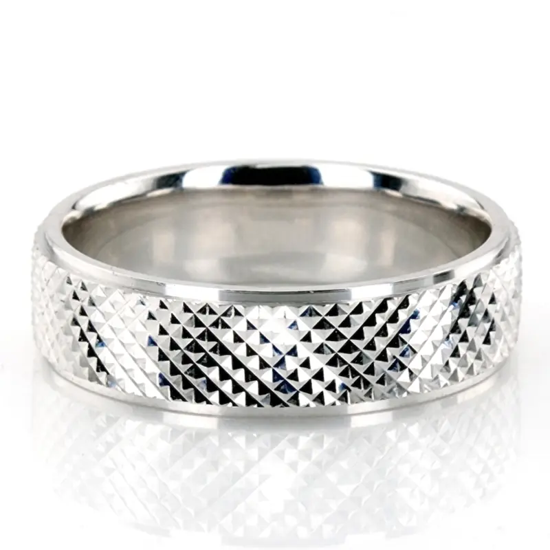 platinum 6mm. diamond cut diamond-cut-wedding-band - main view