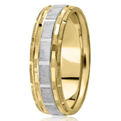 Extravagant Incised Fancy Design Wedding Ring  - view 1 of 4