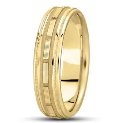 Striped Rectangular Cut Fancy Carved Wedding Band  - view 3 of 4