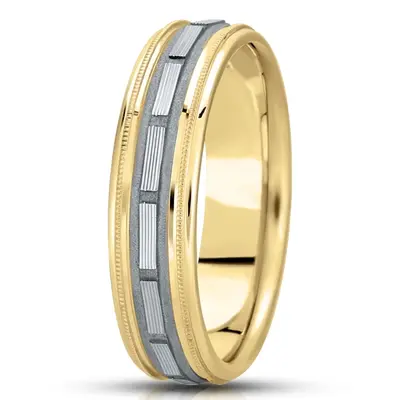 Striped Rectangular Cut Fancy Carved Wedding Band  - view 4 of 4