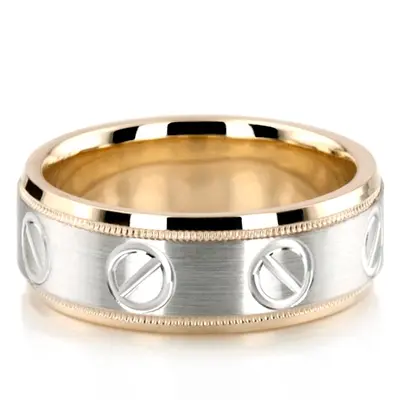 Screw-Head Motif Wedding Ring - view 1 of 7