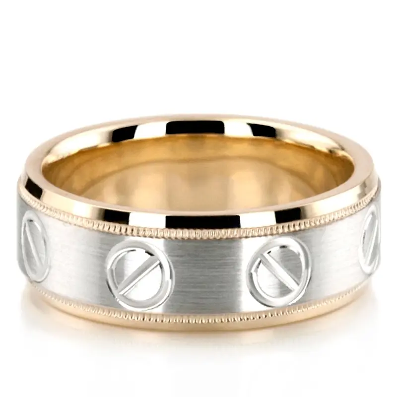 10K yellow-white-yellow gold 7mm. satin designer-wedding-bands - main view