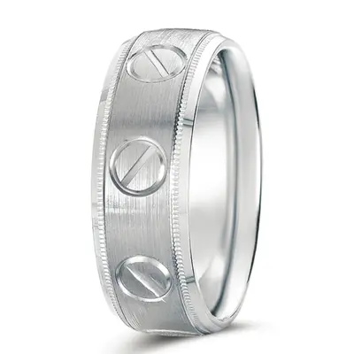 Screw-Head Motif Wedding Ring - view 5 of 7