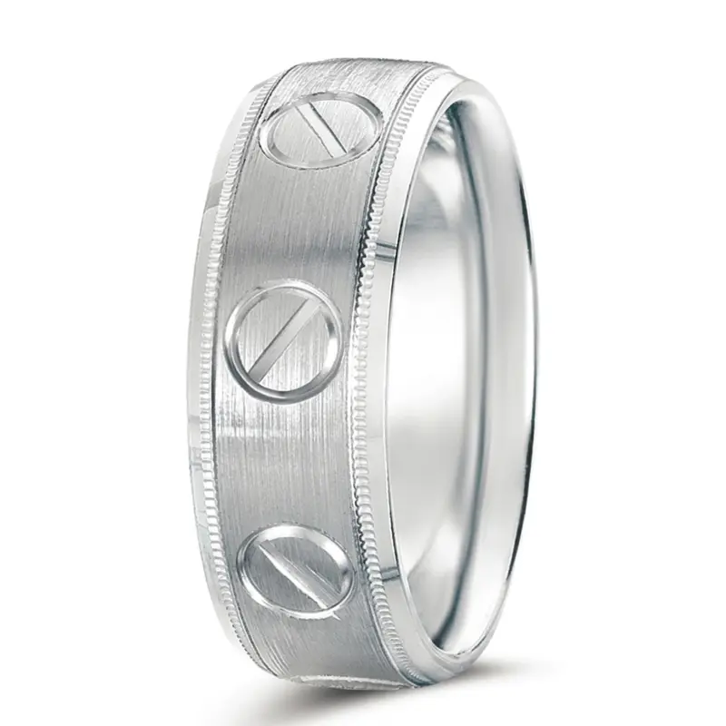 10K white gold 7mm. satin designer-wedding-bands - alternate view 5