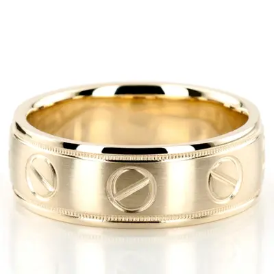 Screw-Head Motif Wedding Ring - view 2 of 7