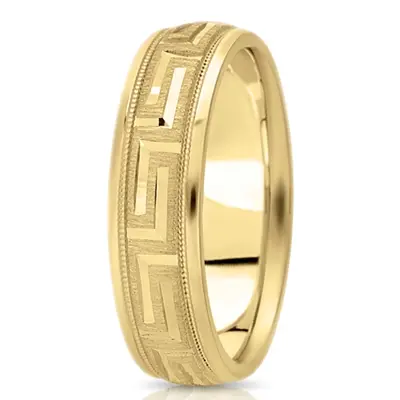 Greek Key Fancy Designer Wedding Ring  - view 1 of 7