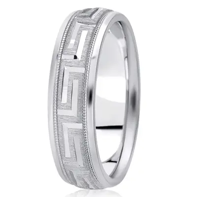 Greek Key Fancy Designer Wedding Ring  - view 2 of 7