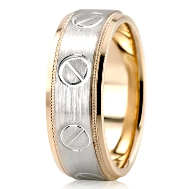 10K yellow-white-yellow gold 7mm. satin designer-wedding-bands - alternate view 7