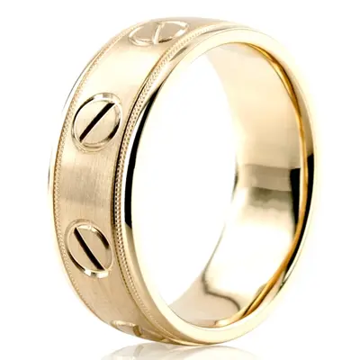 Screw-Head Motif Wedding Ring - view 6 of 7