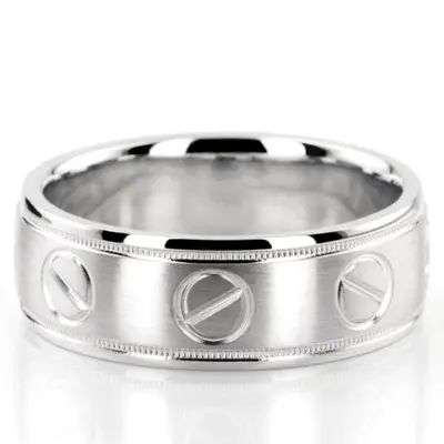 Screw-Head Motif Wedding Ring - view 3 of 7