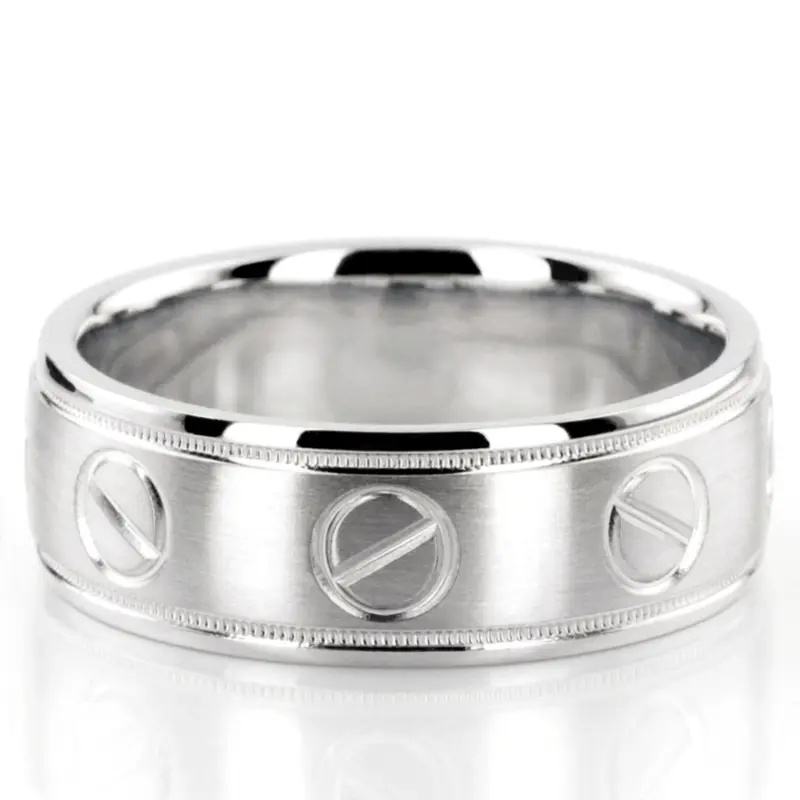 10K white gold 8mm. satin designer-wedding-bands - alternate view 3