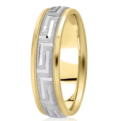 Greek Key Fancy Designer Wedding Ring  - view 4 of 7