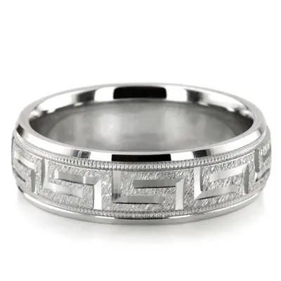 Greek Key Fancy Designer Wedding Ring  - view 5 of 7
