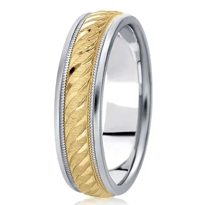 Attractive Brush Finish Fancy Carved Wedding Band  - view 3 of 7