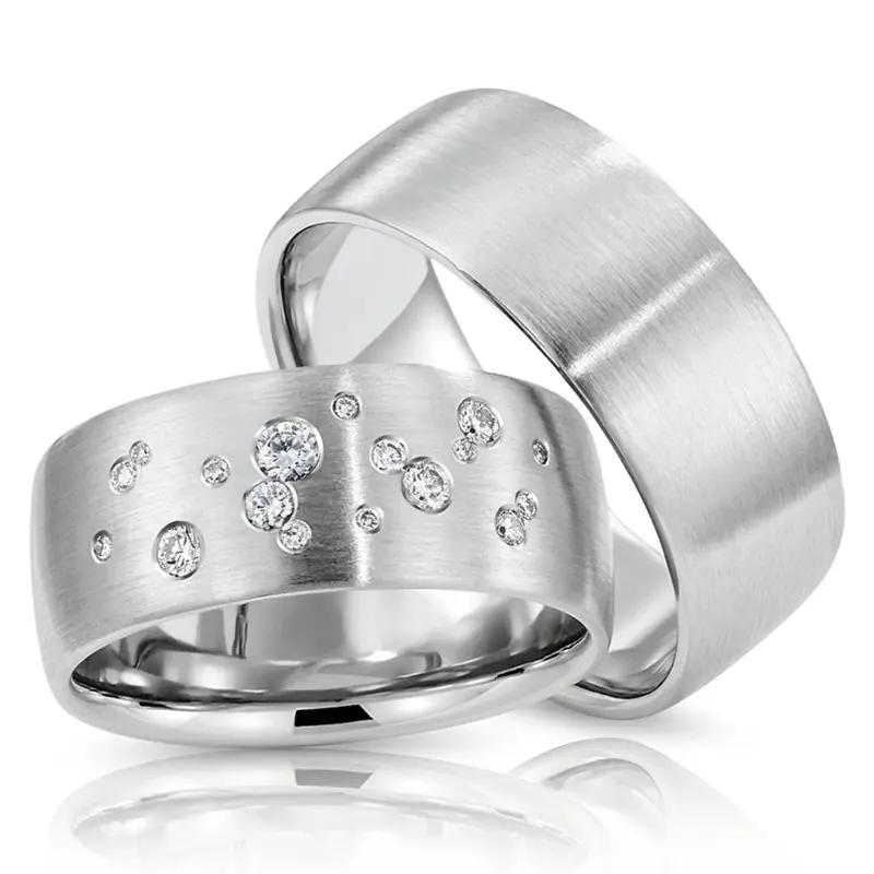 14K Scattered-Diamonds-Low-Dome-Wedding-Ring-Set - alternate view 2