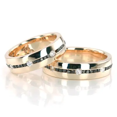 Black & White Diamond Wedding Band Set - view 1 of 3