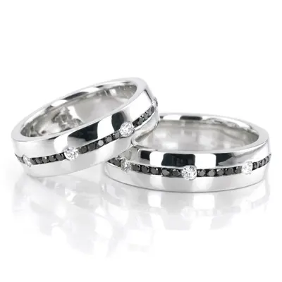 Black & White Diamond Wedding Band Set - view 2 of 3