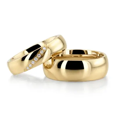 Modern Two Tone Dome Comfort Fit Diamond Wedding Band - view 2 of 6