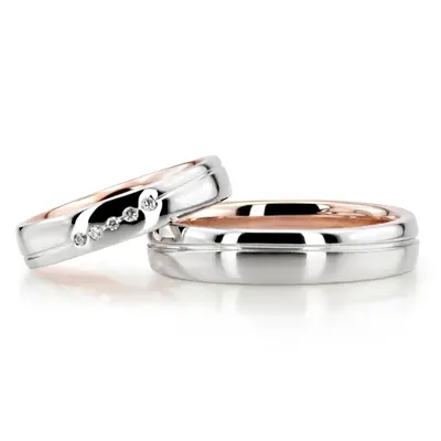 Modern Two Tone Wedding Band Set - view 2 of 6
