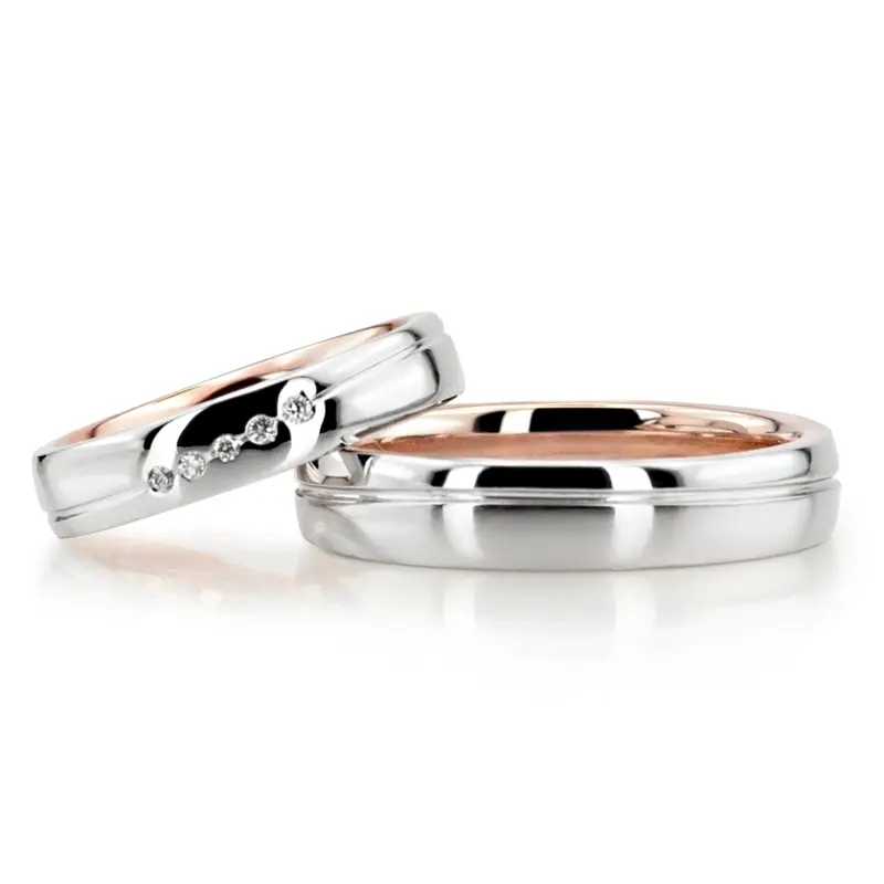 10K modern-twotone-his-and-her-wedding-band-set - alternate view 2