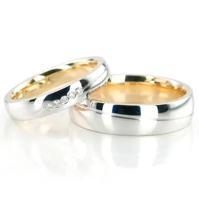 Modern Two Tone Wedding Band Set - view 1 of 6