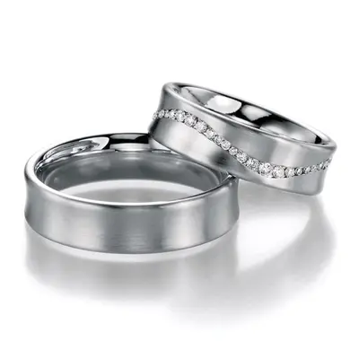 Concave Wave Design Diamond Wedding Ring Set - view 1 of 2