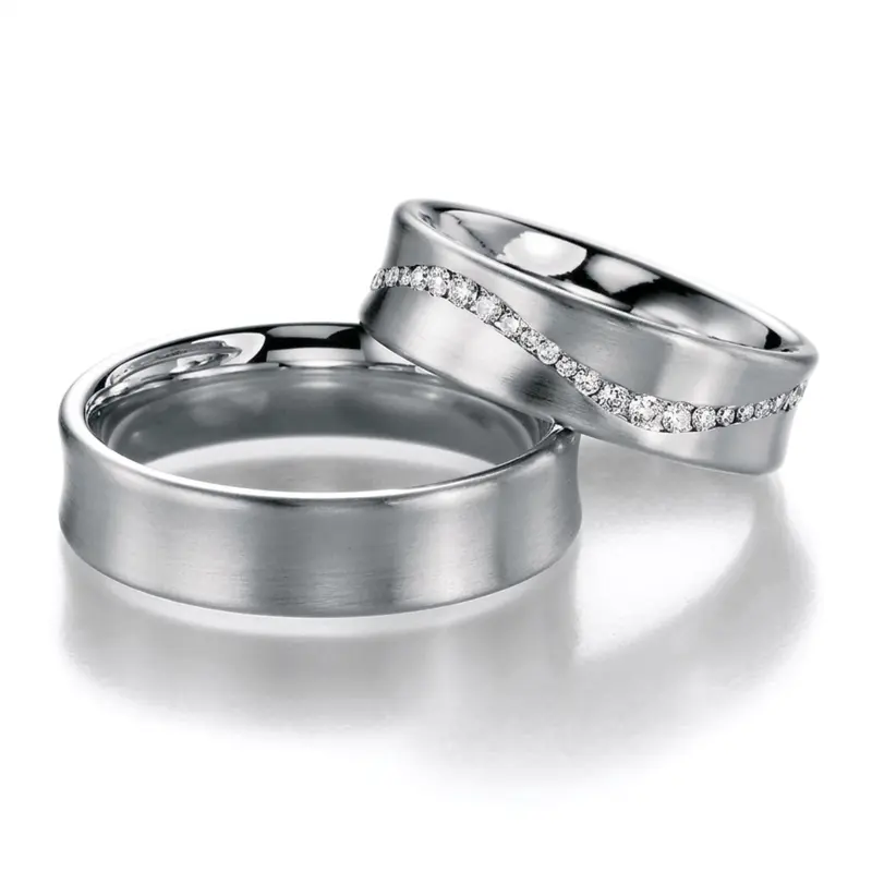 10K Concave-Wave-Design-Diamond-Wedding-Ring-Set - main view